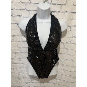 NWT Juicy Couture Black one piece Sequin Swimsuit Size Small MSRP $98